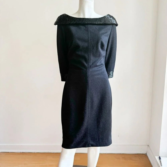 Matis by Lucian Matis Retro Style 50s 60s Beaded Sheath Dress M - Picture 2 of 12